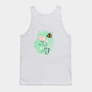 Beautiful Watercolor Bumble Bee and Flowers Tank Top